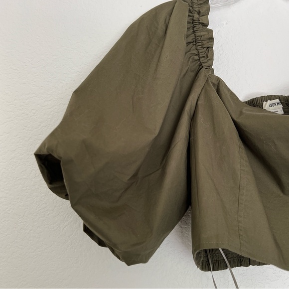 NWT Jason Wu Military Green Crop Puff Sleeve Top Size Large - Picture 3 of 12